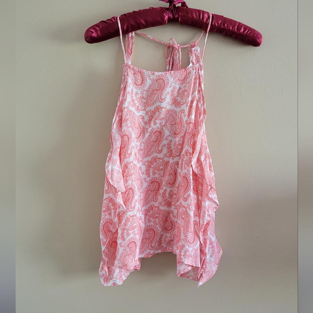 Body Glove | Coral Pink White Paisley Top Backless Tank Flowy Boho